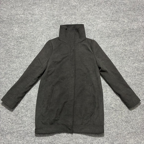 Forever 21 Jackets & Blazers - Forever 21 Womens Overcoat Size‎ Small Black Full Zip Snap Closure Funnel Neck